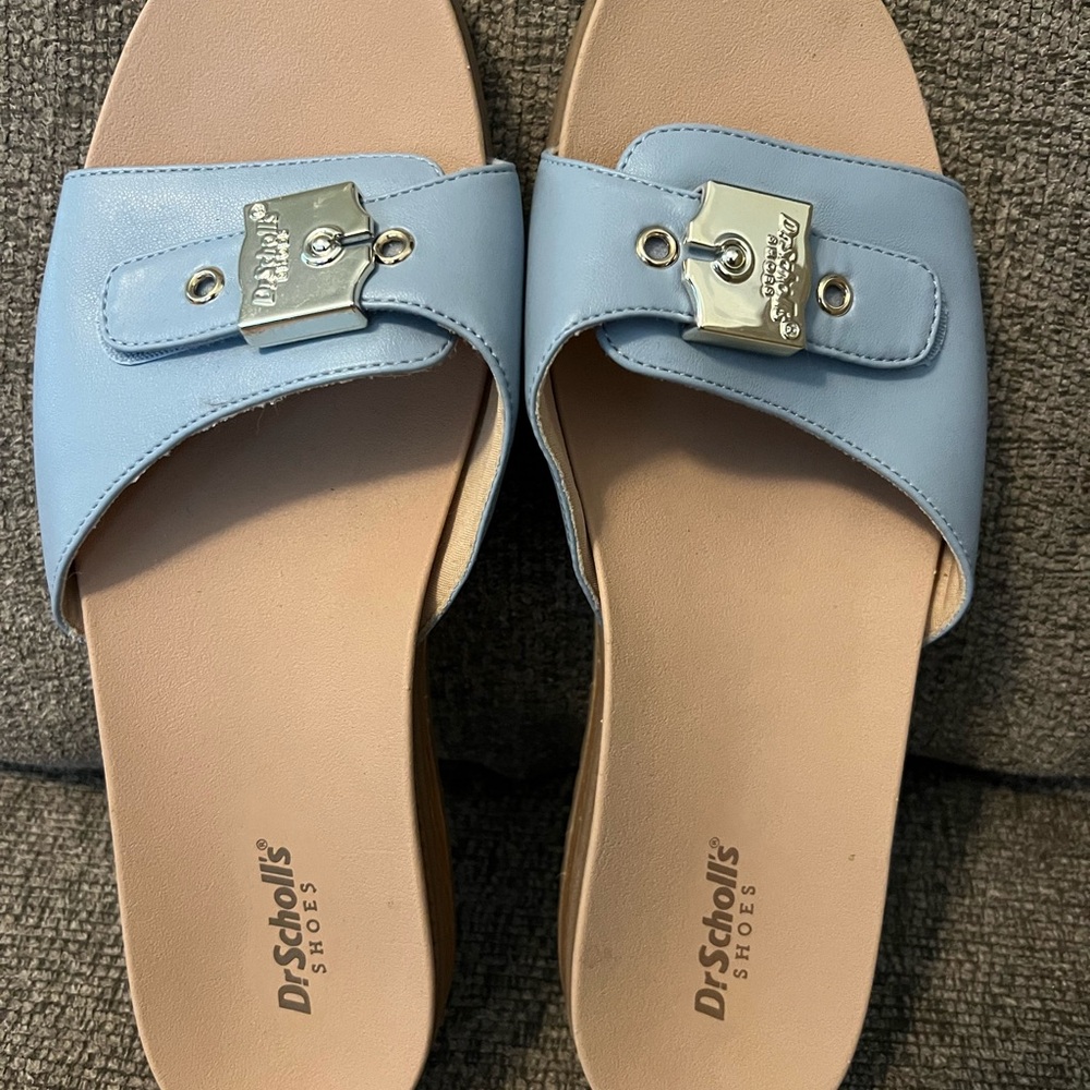 Dr. Scholl's Blue Slide Sandals with Minimalist Design